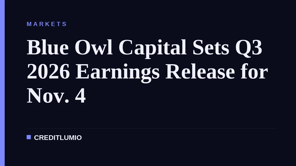 Blue Owl Capital Sets Q3 2026 Earnings Release for Nov. 4
