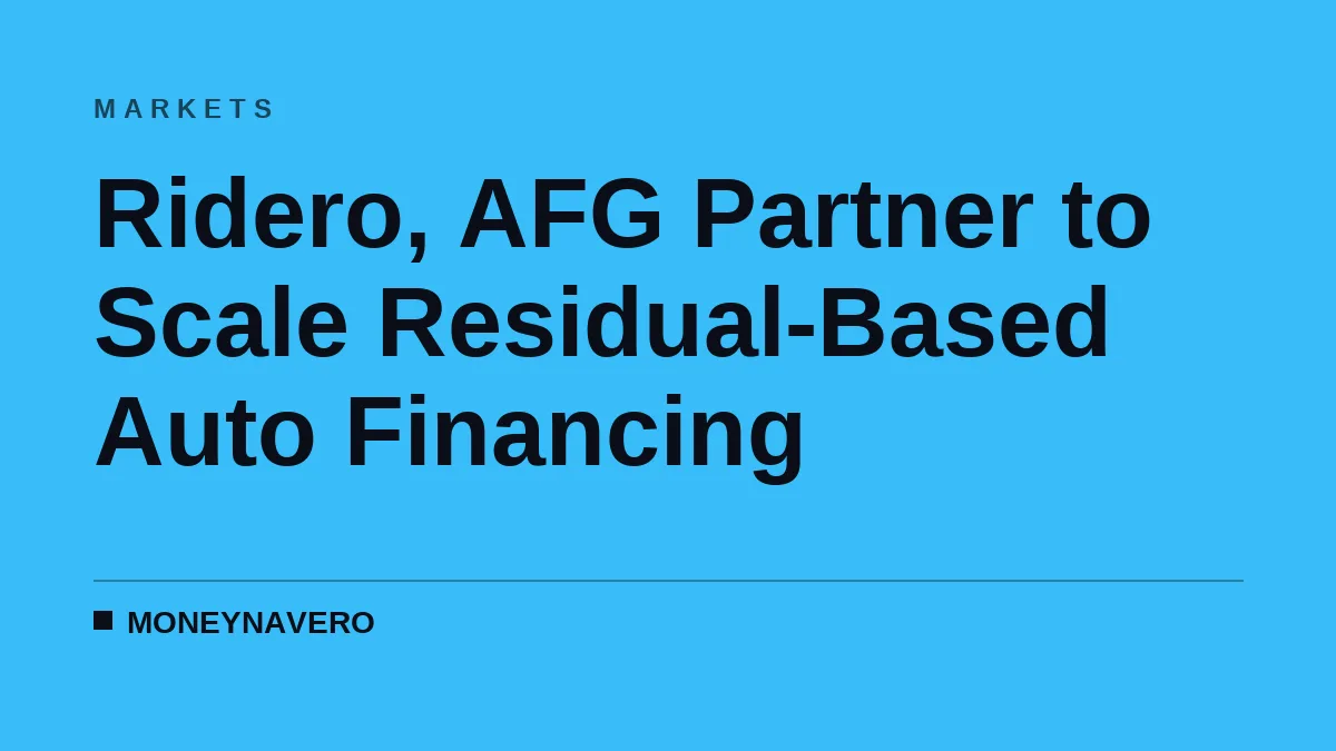 Ridero, AFG Partner to Scale Residual-Based Auto Financing