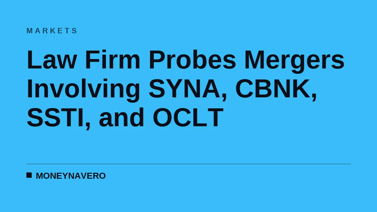 Law Firm Probes Mergers Involving SYNA, CBNK, SSTI, and OCLT