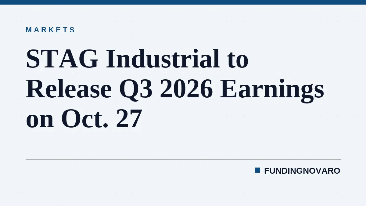 STAG Industrial to Release Q3 2026 Earnings on Oct. 27