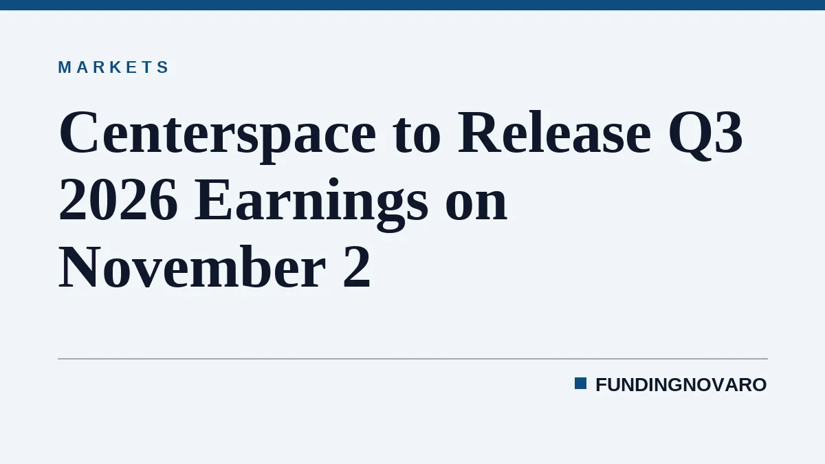 Centerspace to Release Q3 2026 Earnings on November 2