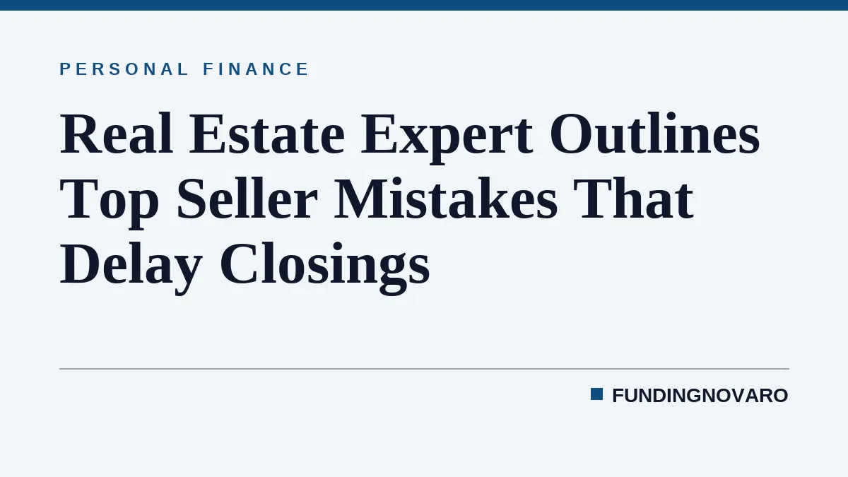 Real Estate Expert Outlines Top Seller Mistakes That Delay Closings