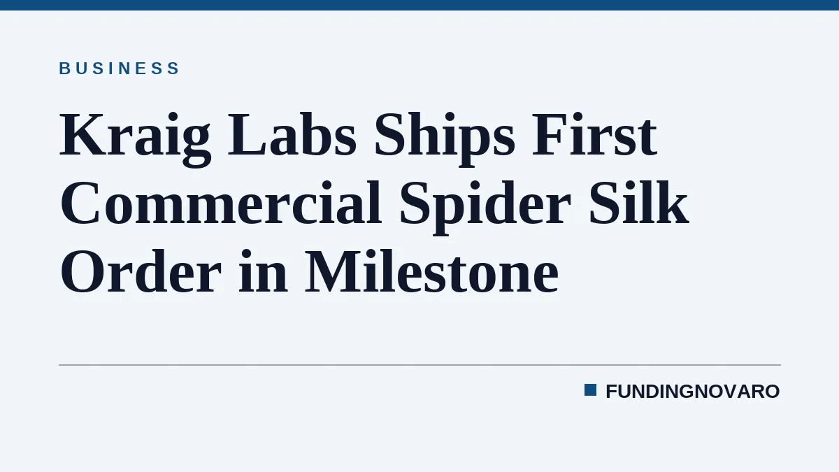 Kraig Labs Ships First Commercial Spider Silk Order in Milestone