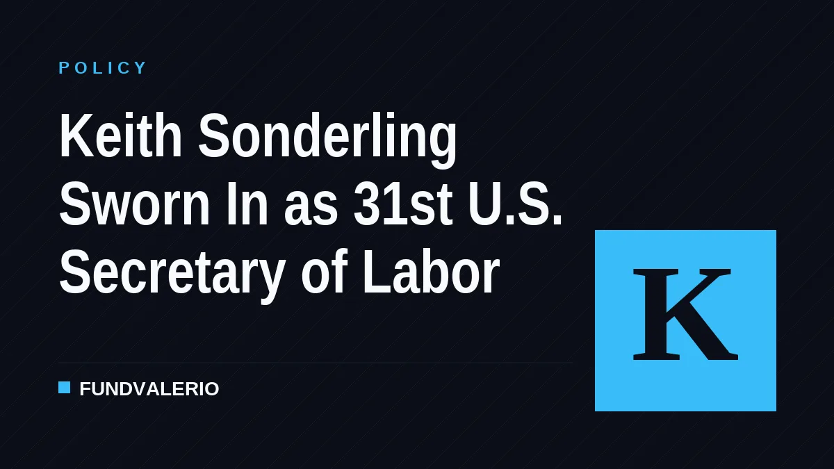 Keith Sonderling Sworn In as 31st U.S. Secretary of Labor