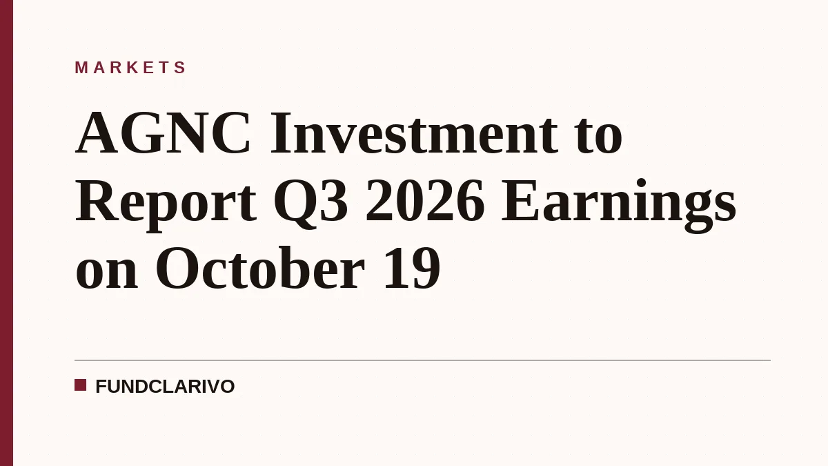 AGNC Investment to Report Q3 2026 Earnings on October 19