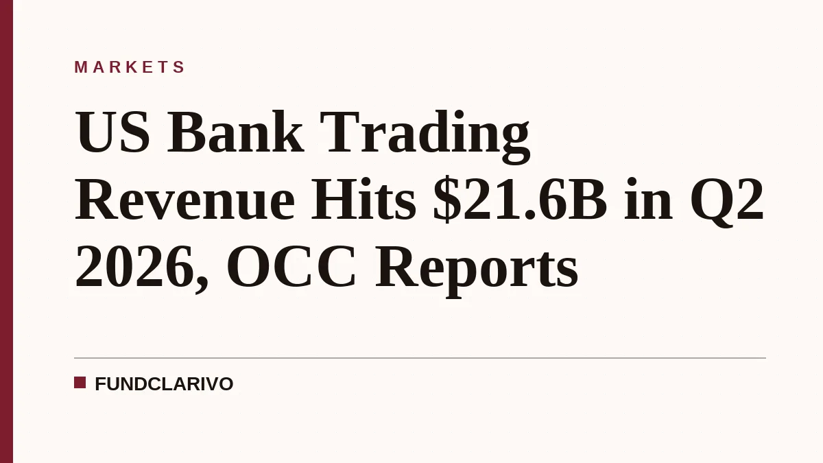 US Bank Trading Revenue Hits $21.6B in Q2 2026, OCC Reports