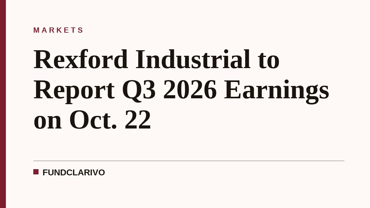 Rexford Industrial to Report Q3 2026 Earnings on Oct. 22