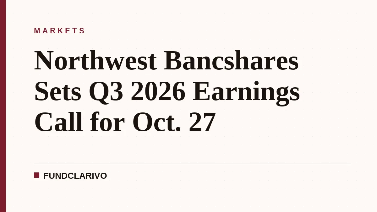 Northwest Bancshares Sets Q3 2026 Earnings Call for Oct. 27