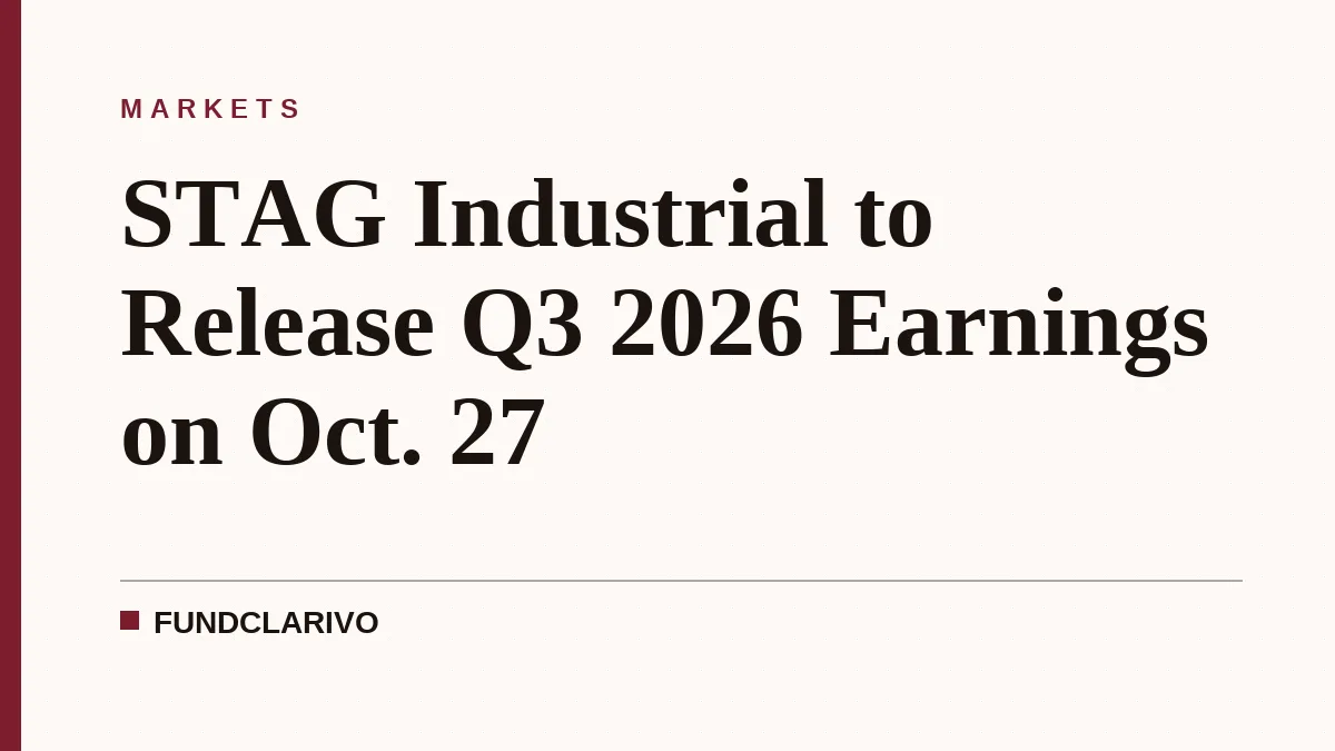 STAG Industrial to Release Q3 2026 Earnings on Oct. 27