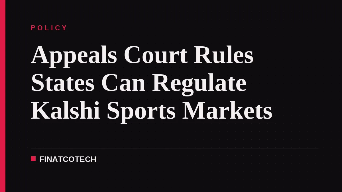 Appeals Court Rules States Can Regulate Kalshi Sports Markets