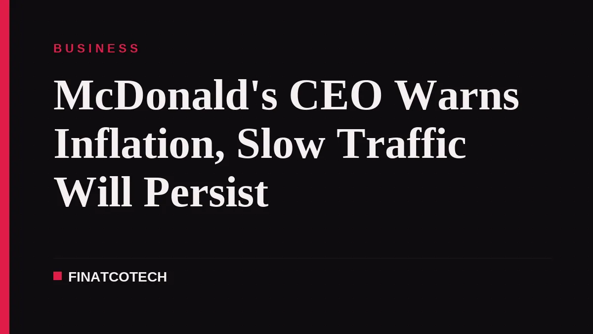 McDonald's CEO Warns Inflation, Slow Traffic Will Persist