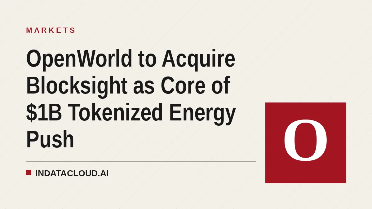 OpenWorld to Acquire Blocksight as Core of $1B Tokenized Energy Push
