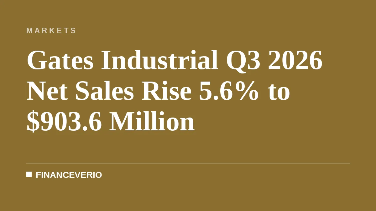 Gates Industrial Q3 2026 Net Sales Rise 5.6% to $903.6 Million