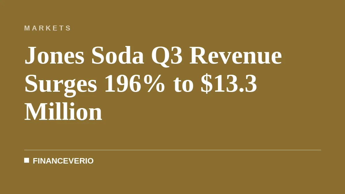Jones Soda Q3 Revenue Surges 196% to $13.3 Million