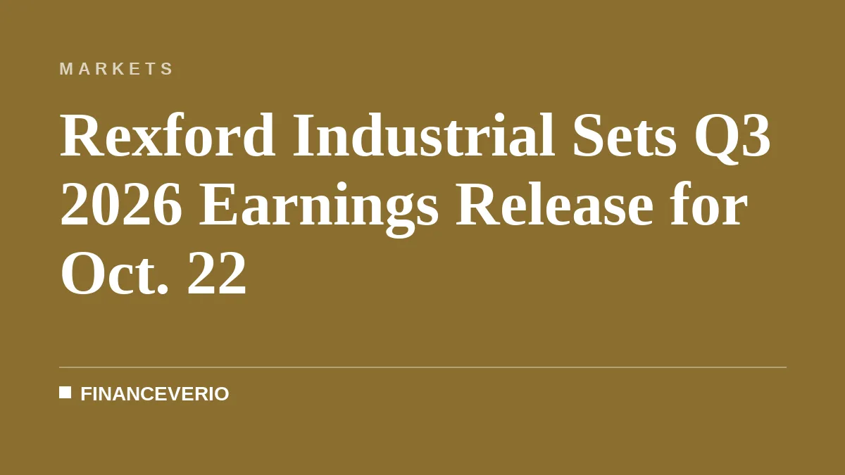 Rexford Industrial Sets Q3 2026 Earnings Release for Oct. 22