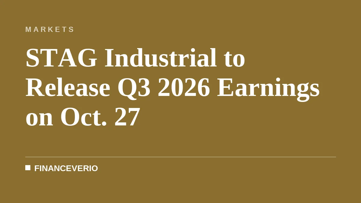 STAG Industrial to Release Q3 2026 Earnings on Oct. 27