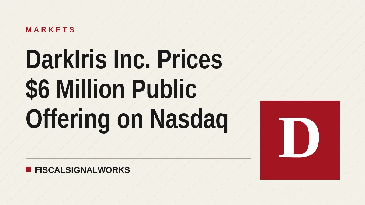 DarkIris Inc. Prices $6 Million Public Offering on Nasdaq