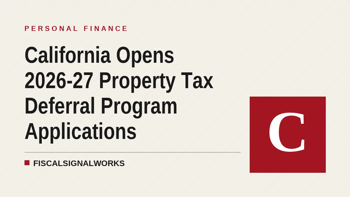 California Opens 2026-27 Property Tax Deferral Program Applications