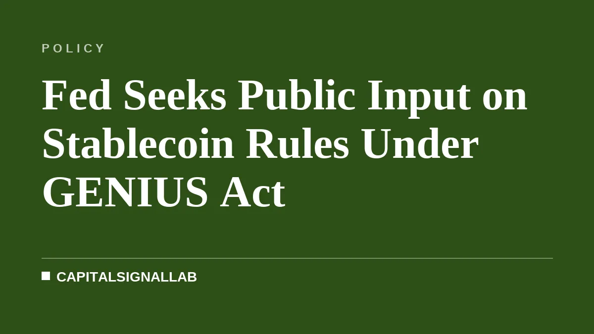 Fed Seeks Public Input on Stablecoin Rules Under GENIUS Act