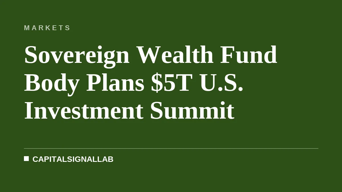 Sovereign Wealth Fund Body Plans $5T U.S. Investment Summit