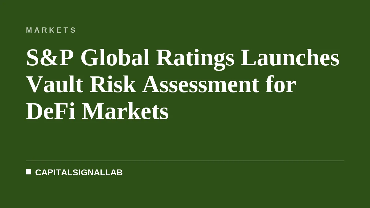S&P Global Ratings Launches Vault Risk Assessment for DeFi Markets