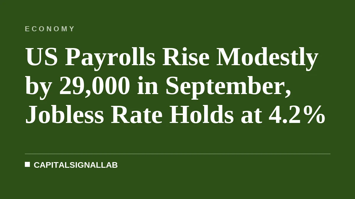 US Payrolls Rise Modestly by 29,000 in September, Jobless Rate Holds at 4.2%