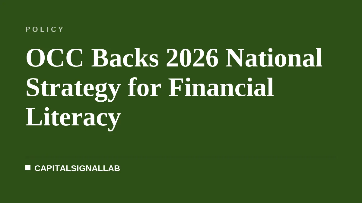 OCC Backs 2026 National Strategy for Financial Literacy