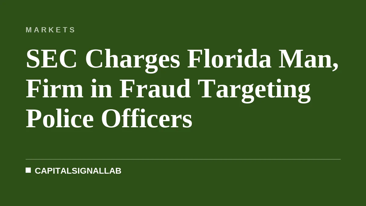 SEC Charges Florida Man, Firm in Fraud Targeting Police Officers