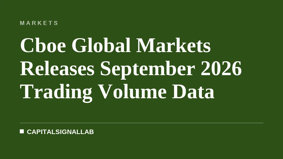 Cboe Global Markets Releases September 2026 Trading Volume Data