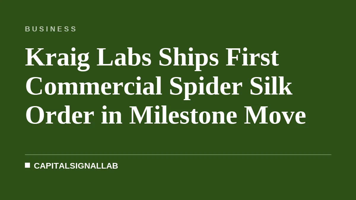 Kraig Labs Ships First Commercial Spider Silk Order in Milestone Move