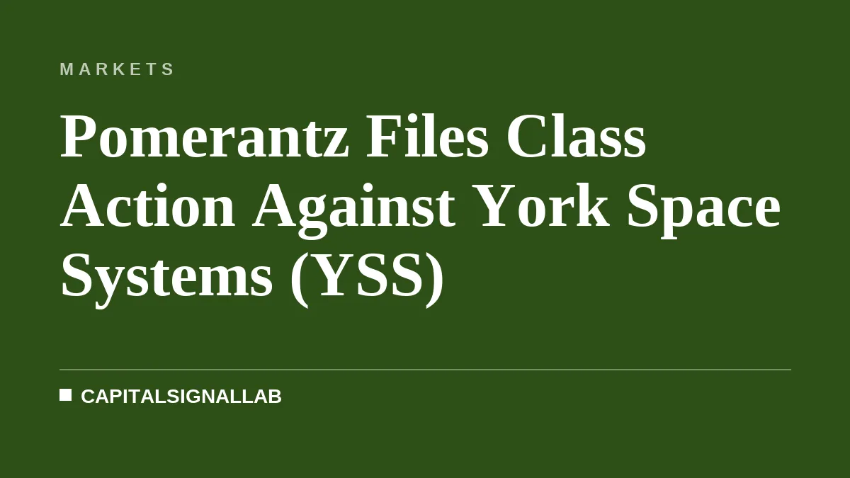 Pomerantz Files Class Action Against York Space Systems (YSS)