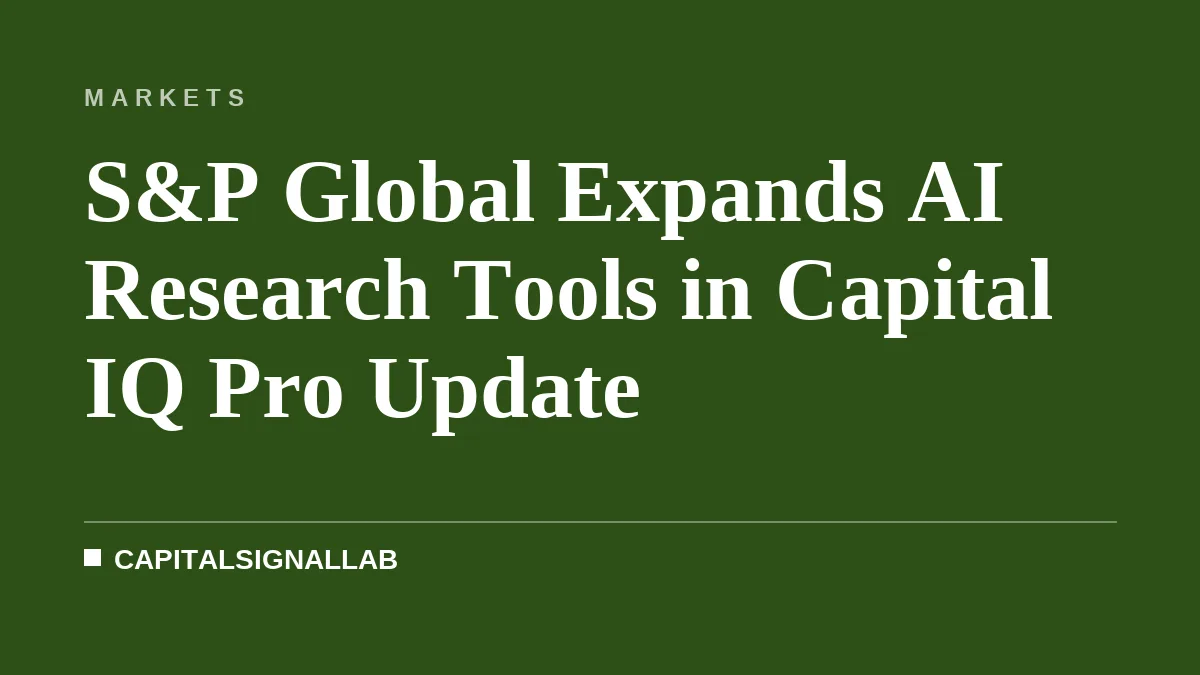 S&P Global Expands AI Research Tools in Capital IQ Pro Update