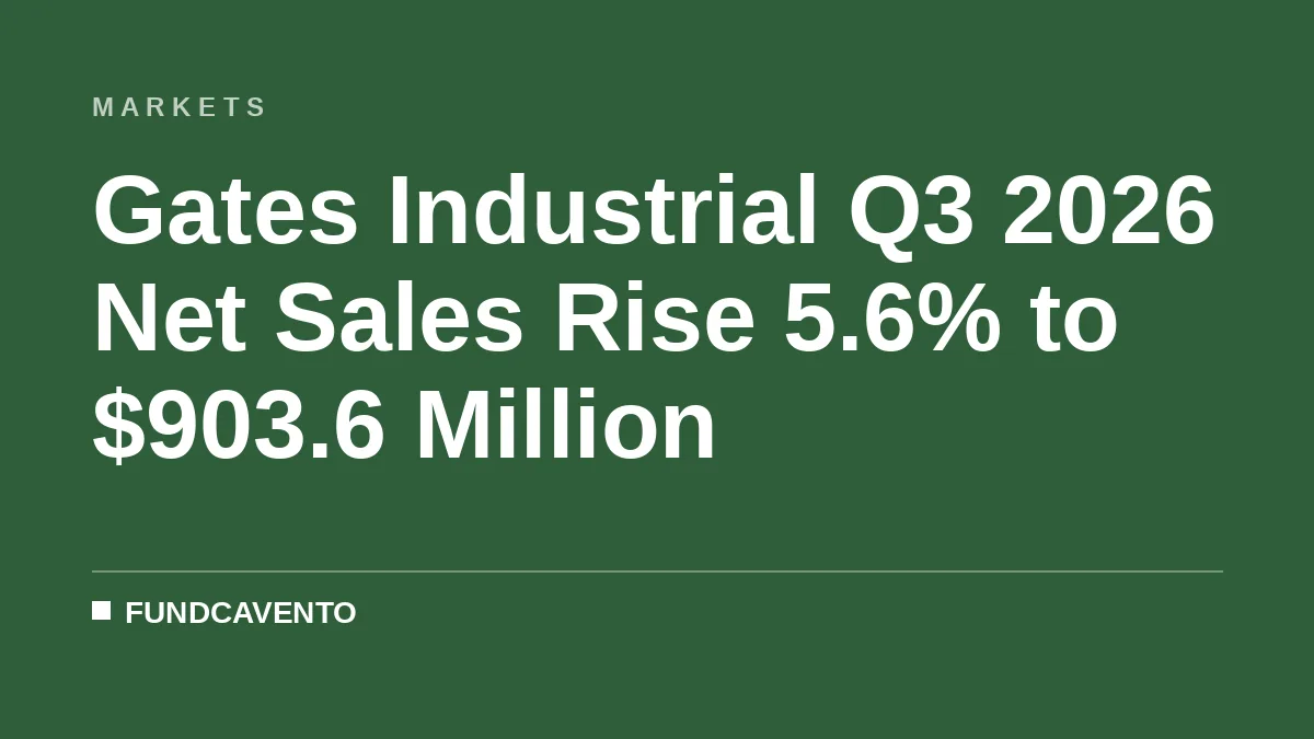 Gates Industrial Q3 2026 Net Sales Rise 5.6% to $903.6 Million