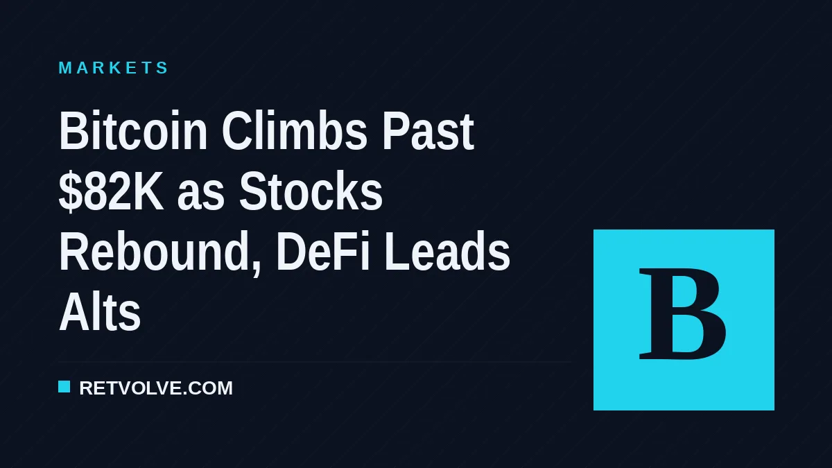 Bitcoin Climbs Past $82K as Stocks Rebound, DeFi Leads Alts