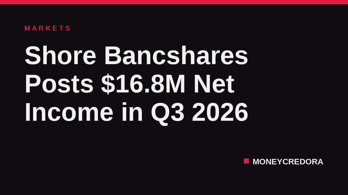 Shore Bancshares Posts $16.8M Net Income in Q3 2026