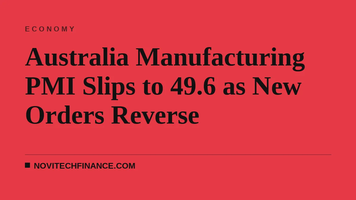 Australia Manufacturing PMI Slips to 49.6 as New Orders Reverse