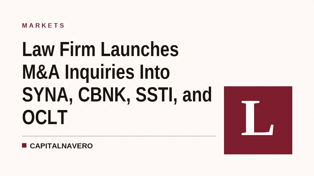 Law Firm Launches M&A Inquiries Into SYNA, CBNK, SSTI, and OCLT