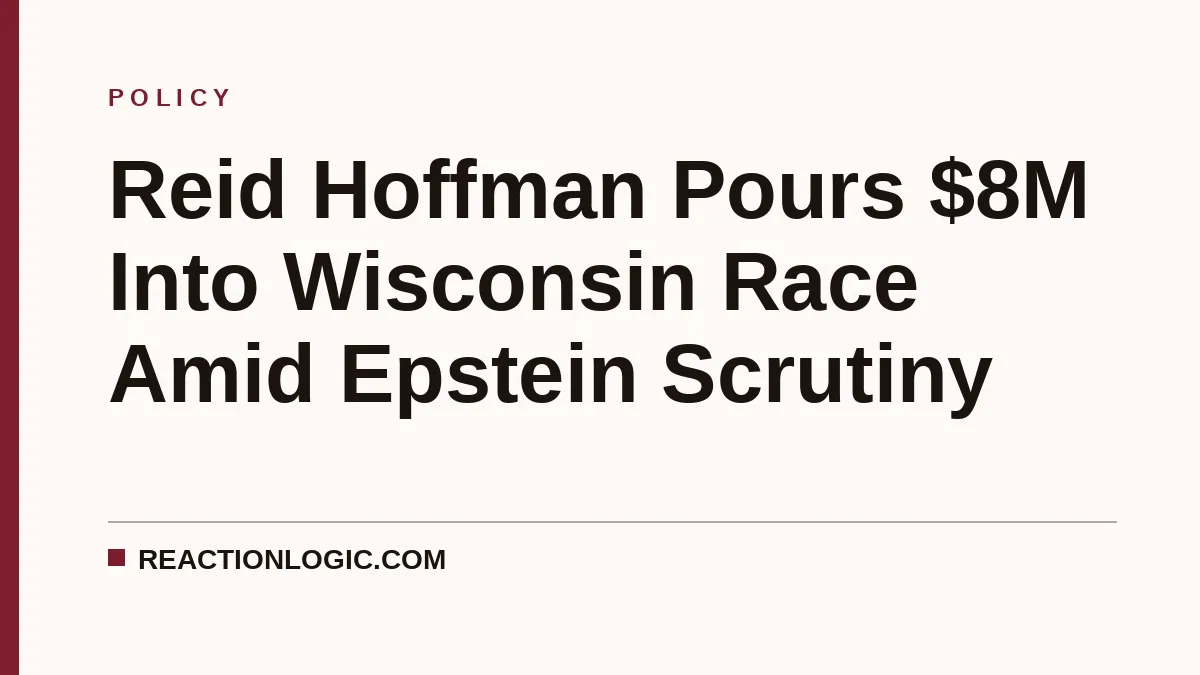 Reid Hoffman Pours $8M Into Wisconsin Race Amid Epstein Scrutiny