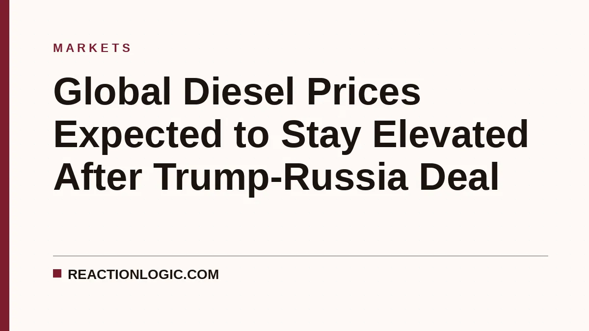 Global Diesel Prices Expected to Stay Elevated After Trump-Russia Deal