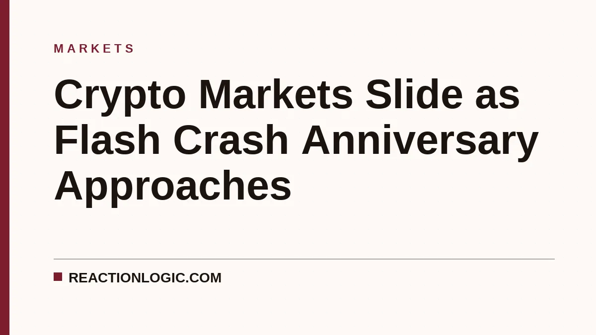 Crypto Markets Slide as Flash Crash Anniversary Approaches