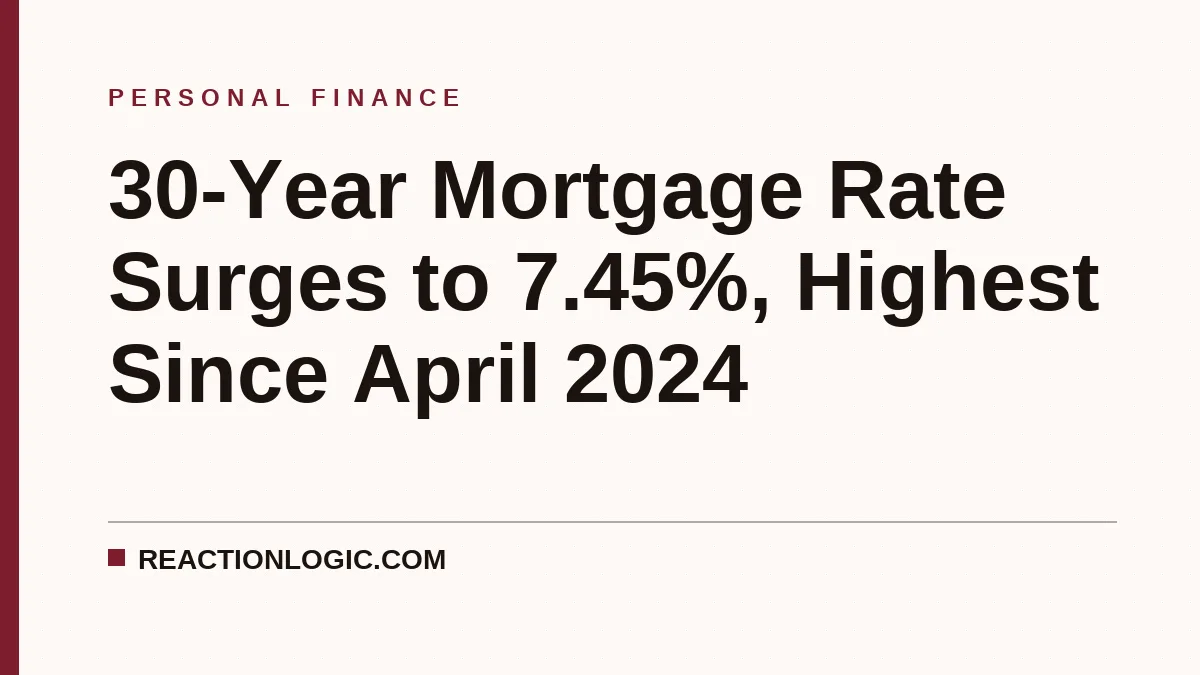 30-Year Mortgage Rate Surges to 7.45%, Highest Since April 2024