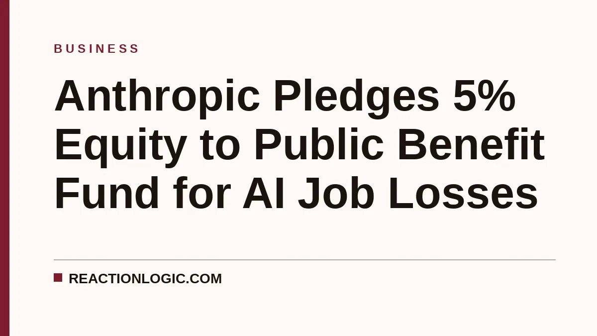 Anthropic Pledges 5% Equity to Public Benefit Fund for AI Job Losses