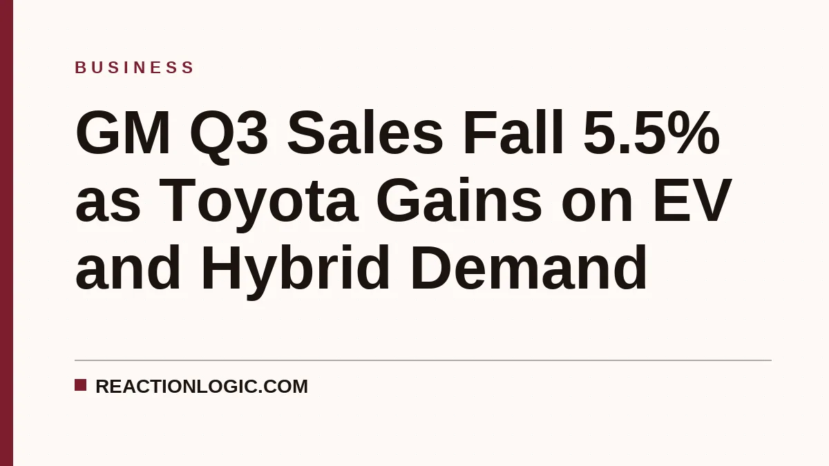 GM Q3 Sales Fall 5.5% as Toyota Gains on EV and Hybrid Demand