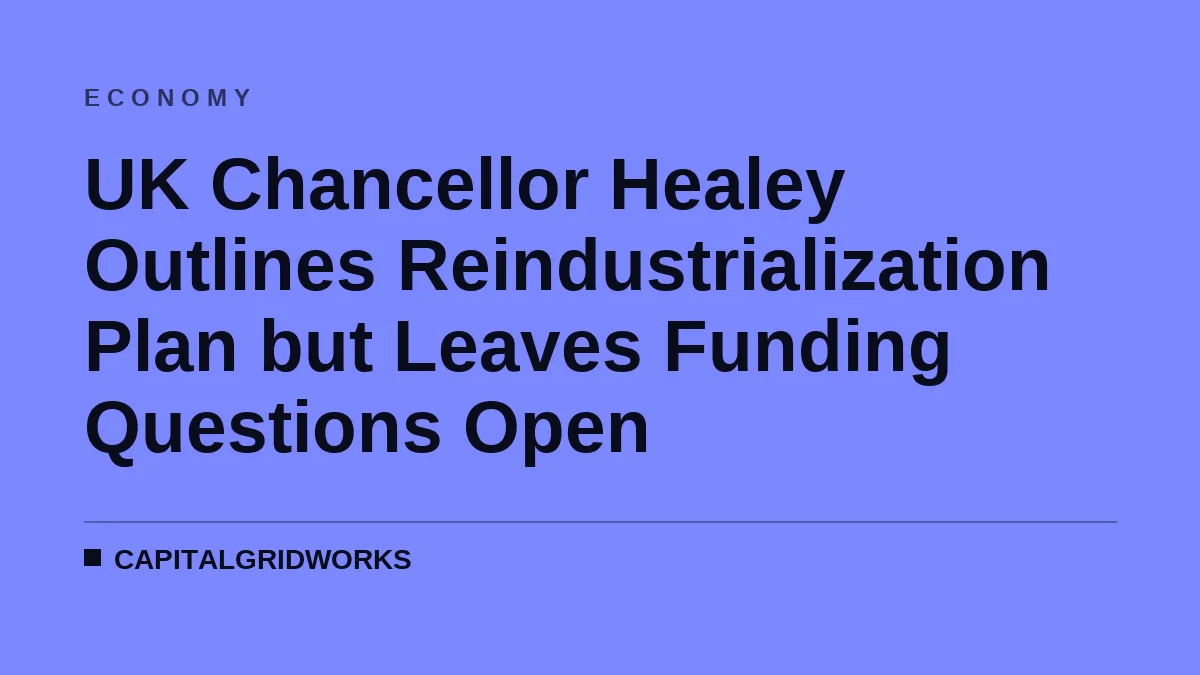 UK Chancellor Healey Outlines Reindustrialization Plan but Leaves Funding Questions Open