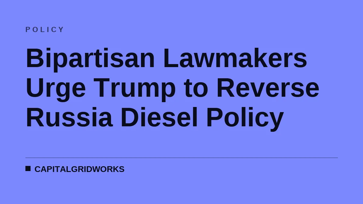 Bipartisan Lawmakers Urge Trump to Reverse Russia Diesel Policy