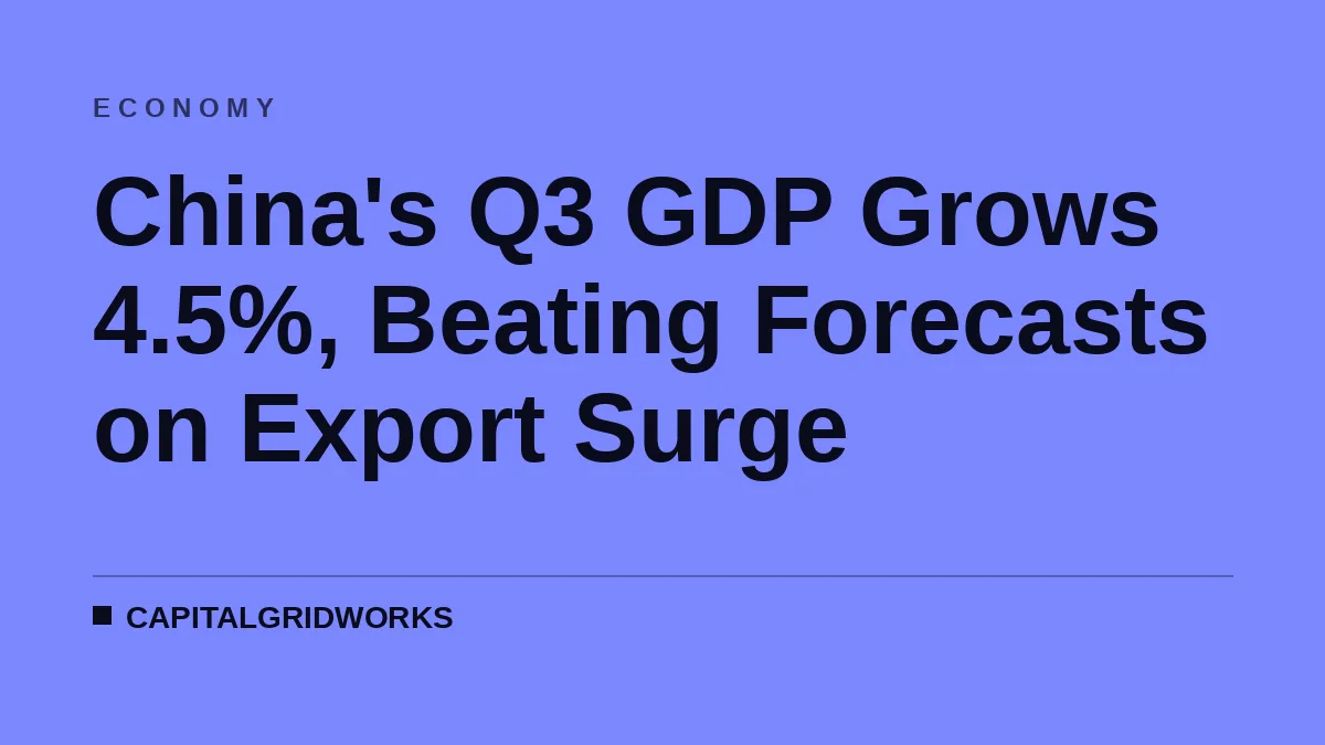 China's Q3 GDP Grows 4.5%, Beating Forecasts on Export Surge