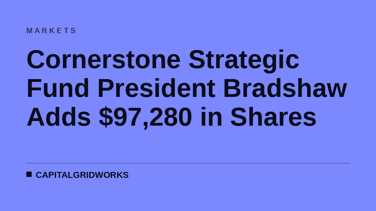 Cornerstone Strategic Fund President Bradshaw Adds $97,280 in Shares