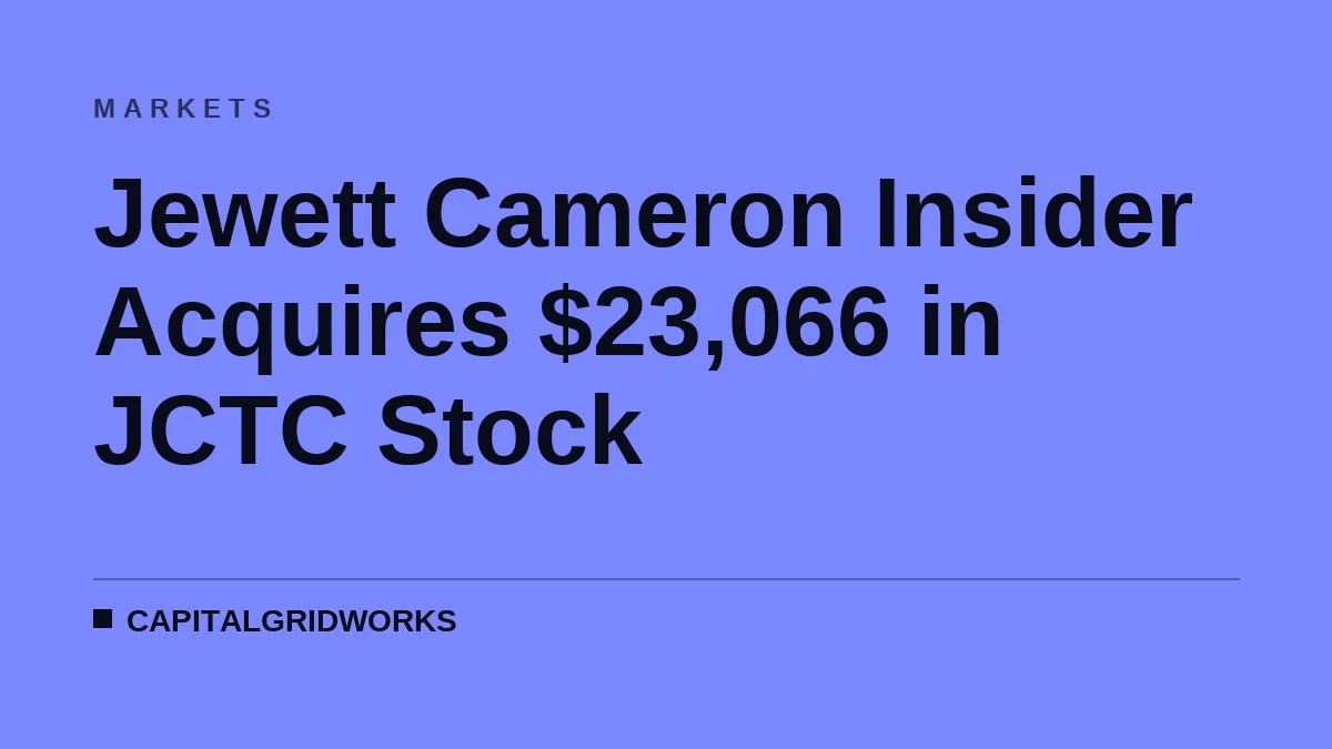 Jewett Cameron Insider Acquires $23,066 in JCTC Stock