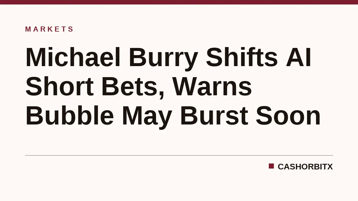Michael Burry Shifts AI Short Bets, Warns Bubble May Burst Soon