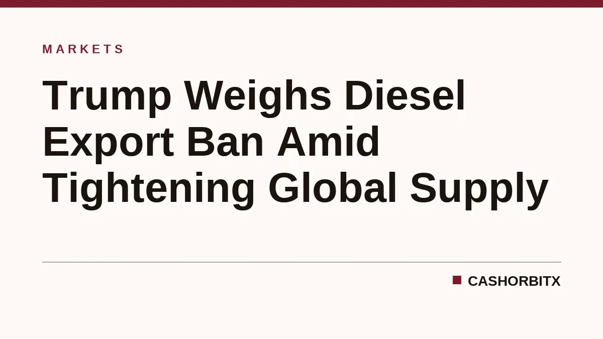 Trump Weighs Diesel Export Ban Amid Tightening Global Supply